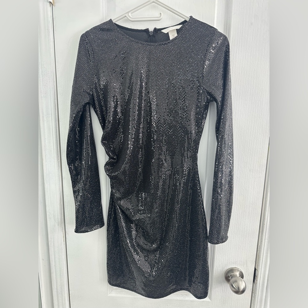 H&M Black  Long Sleeved Mini Dress